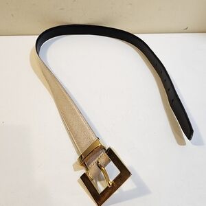 Women's Cream Genuine Sneak Leather Gold Tone Bucklet size M